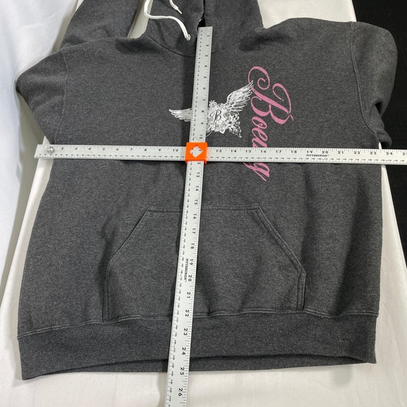 Boeing Charcoal Gray Script Winged Hoodie Sweatshirt Women's LARGE - Picture 11 of 11
